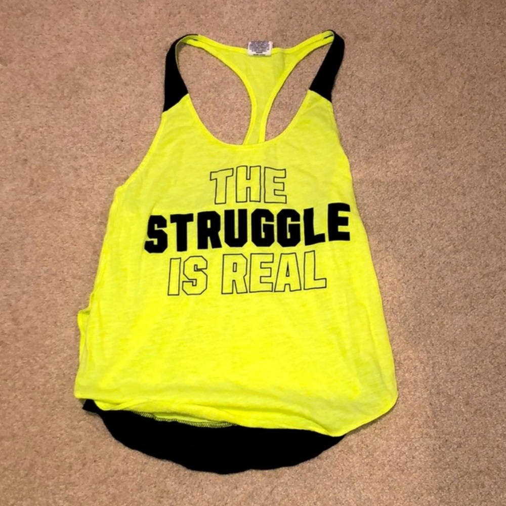 🌟VS PINK Neon Yellow Graphic Tank Top